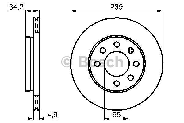 Front brake disc ventilated Bosch 0 986 479 B42