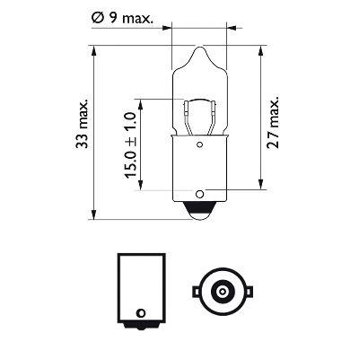 Philips 12024CP Glow bulb H10W 12V 10W 12024CP 12024CP Philips Glow bulb H10W 12V 10W