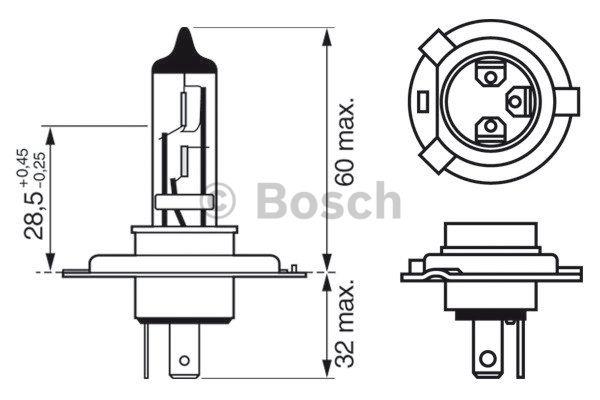 Halogen lamp Bosch Plus 30 12V H4 60&#x2F;55W +30% Bosch 1 987 302 042