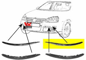 Bumper moulding Volkswagen Golf: 5886483 Van Wezel Trim front bumper left