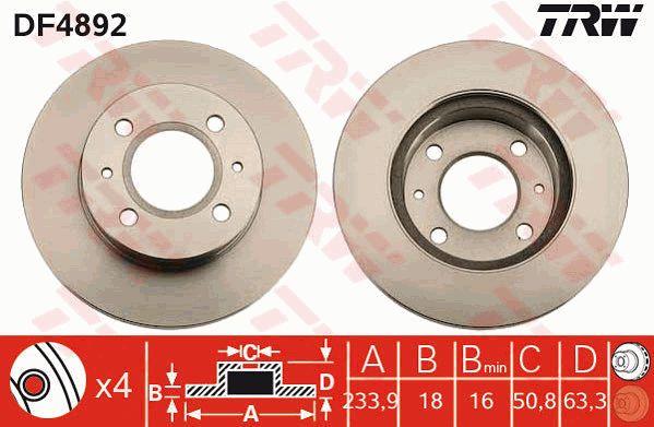 TRW DF4892 Front vented brake disc DF4892 DF4892 TRW Front vented brake disc