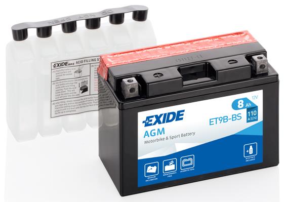 Exide ET9B-BS Battery Exide AGM 12V 8AH 110A(EN) L+ ET9BBS