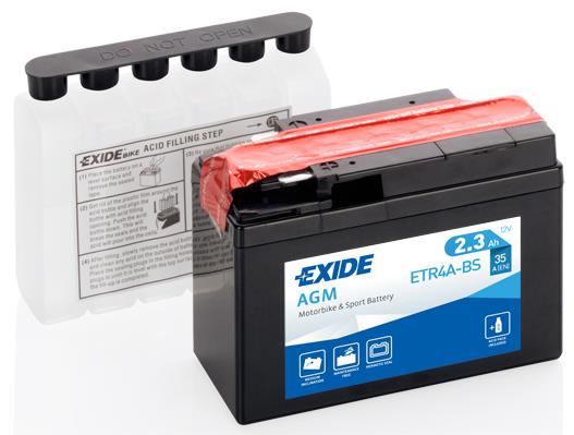 Exide ETR4A-BS Battery Exide AGM 12V 2,3AH 35A(EN) L+ ETR4ABS