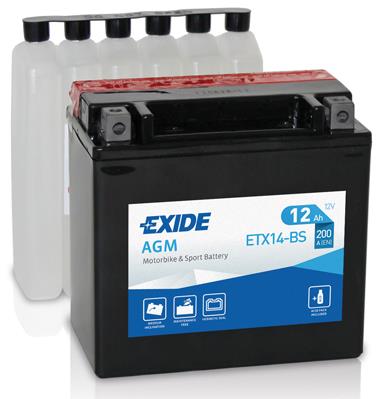 Exide ETX14-BS Battery Exide AGM 12V 12AH 200A(EN) L+ ETX14BS