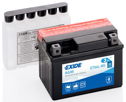 Exide ETX4L-BS Battery Exide AGM 12V 3AH 50A(EN) R+ ETX4LBS