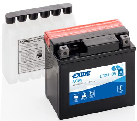 Exide ETX5L-BS Battery Exide AGM 12V 4AH 70A(EN) R+ ETX5LBS