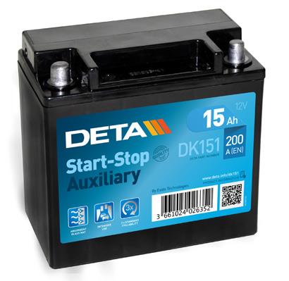 Deta DK151 Battery Deta Start-Stop AGM 12V 15AH 200A(EN) R+ DK151