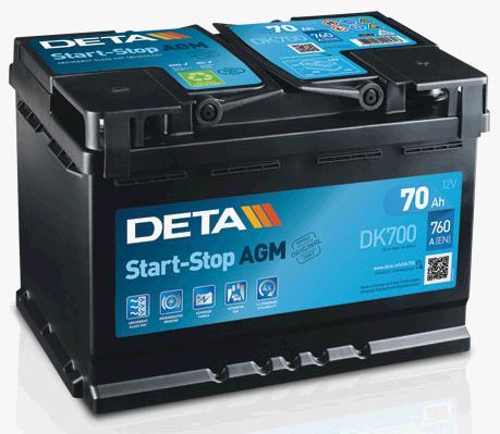 Deta DK700 Battery Deta Start-Stop AGM 12V 70AH 760A(EN) R+ DK700