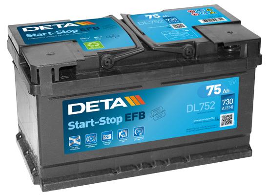 Deta DL752 Battery Deta Start-Stop EFB 12V 65AH 650A(EN) R+ DL752