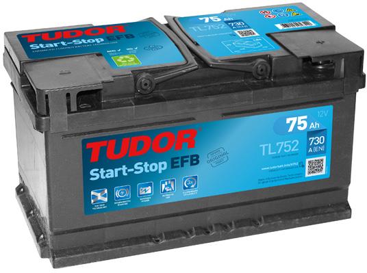 Tudor TL752 Battery Tudor 12V 75AH 730A(EN) R+ TL752