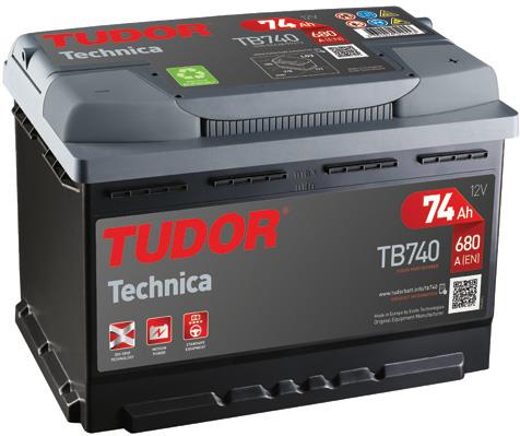 Tudor TB740 Battery Tudor 12V 74AH 680A(EN) R+ TB740
