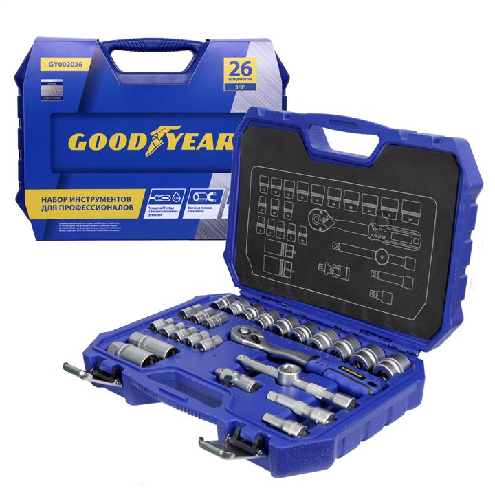 Goodyear GY002026 Goodyear tool kit 26 items in a 3/8 plastic case GY002026