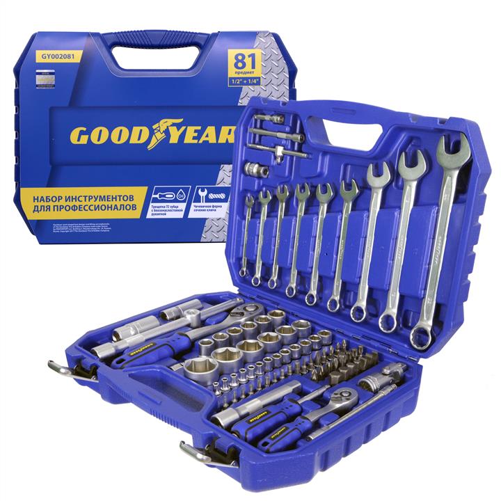 Goodyear GY002081 Goodyear tool kit 81 pieces in a plastic case 1/2, 1/4 GY002081