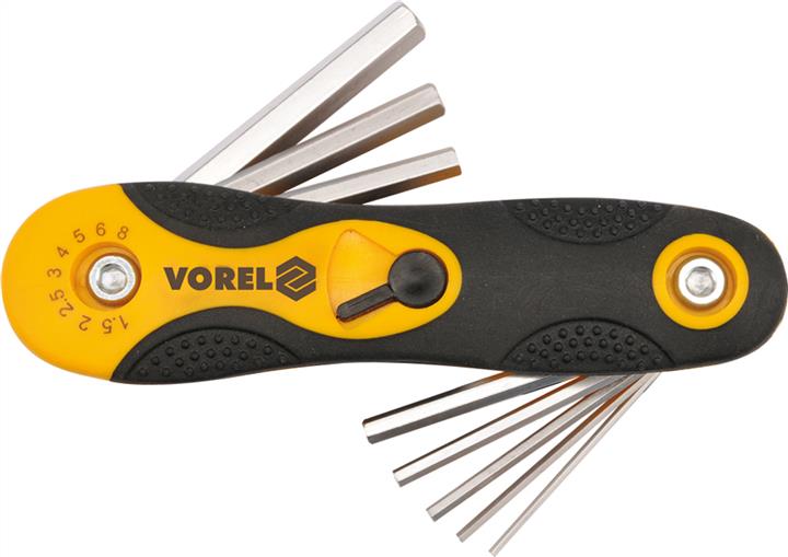 56506 Vorel Hex key set, folding 1.5-8 mm, 8 pcs