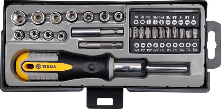 64660 Vorel Screwdriver with reverse and bits