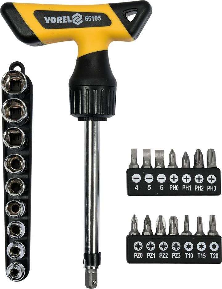 Vorel 65105 Screwdriver with reverse and bits 65105