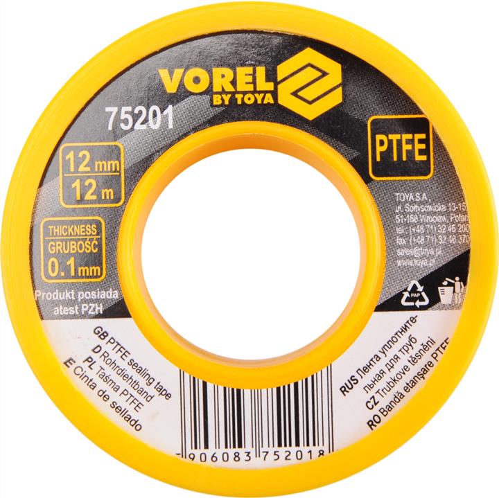 PTFE tape 12m x 12mm x 0.1mm Vorel 75201