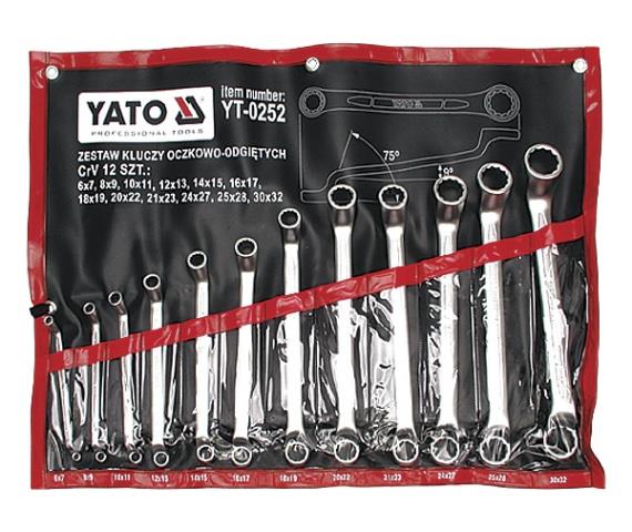 Yato YT-0252 Bi-hexagonal ring spanner set, satin finish 6-32 mm, 12 pcs YT0252