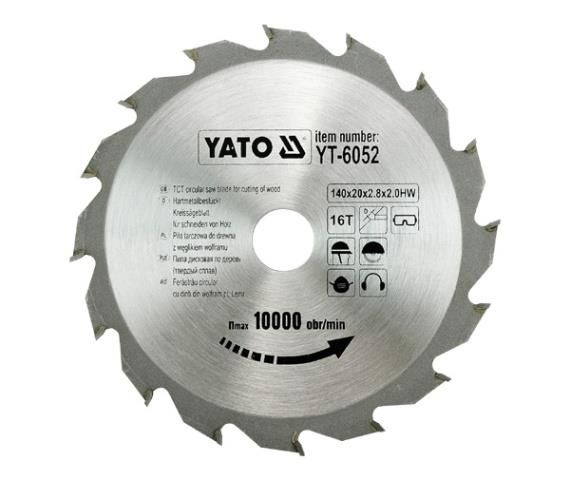 Yato YT-6052 Circular saw blade for cutting wood 140x16x20 mm YT6052