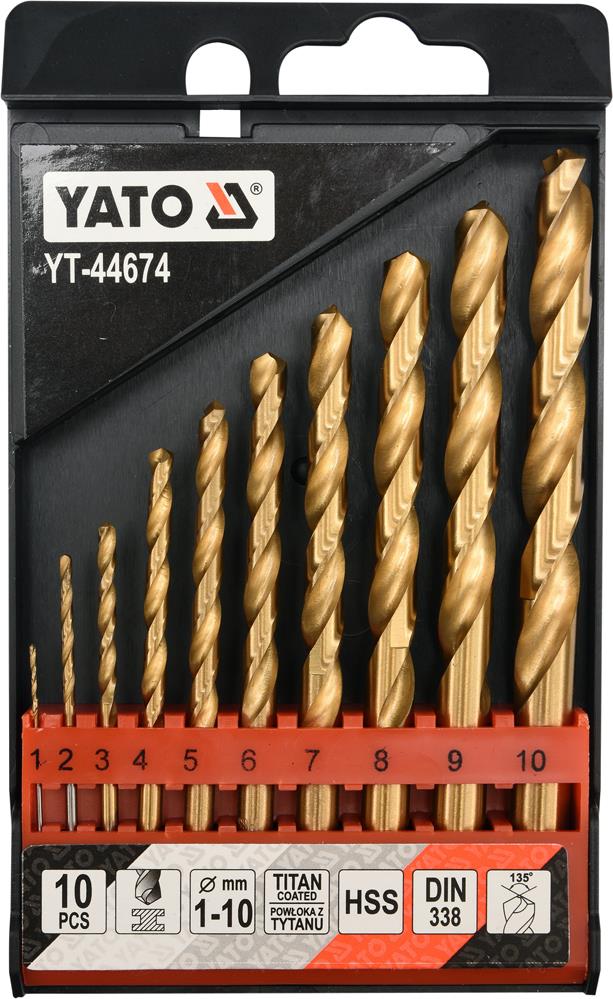 YT44674 Yato Twist drill bit set hss-tin 10pcs 1-10mm