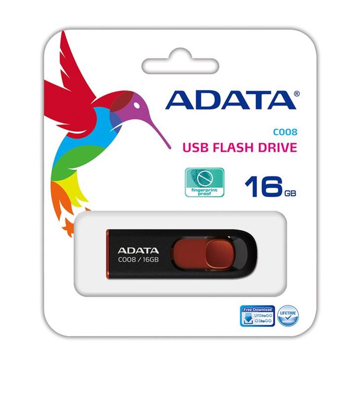 ADATA AC008-16G-RKD Flash A-DATA USB 2.0 C008 16Gb Black/Red AC00816GRKD