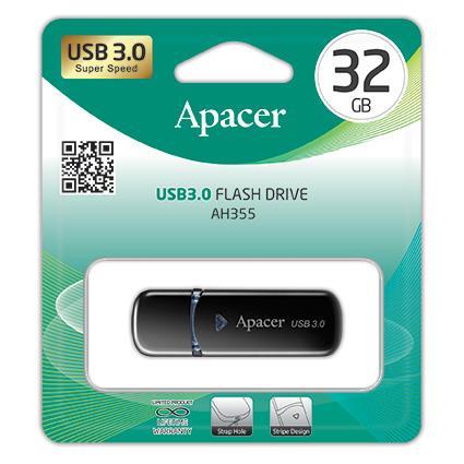 Apacer AP32GAH355B-1 Flash Apacer USB 3.0 AH355 32Gb black AP32GAH355B1