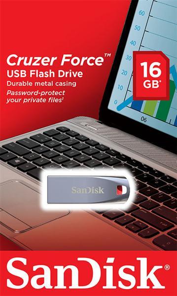 Sandisk SDCZ71-016G-B35 SanDisk 16GB USB Cruzer Force Metal Silver SDCZ71016GB35
