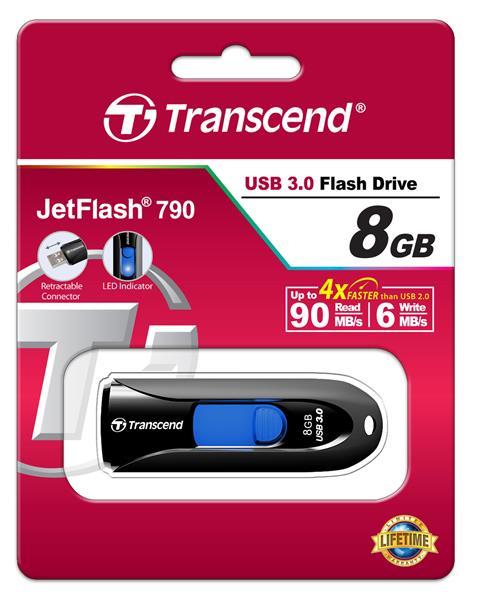 Transcend TS8GJF790K Drive Transcend 8GB USB 3.0 JetFlash 790 Black TS8GJF790K