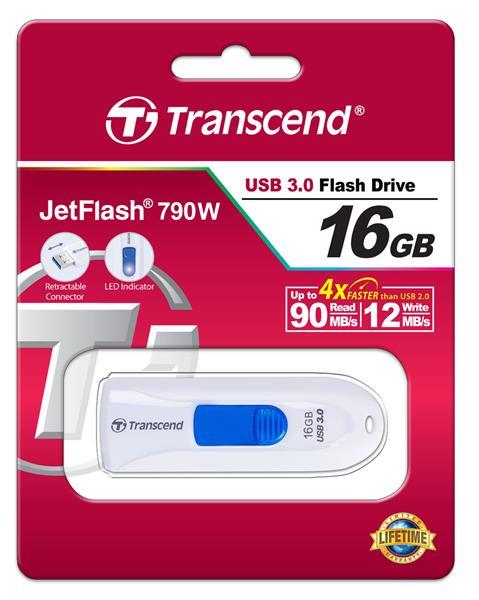 Transcend TS16GJF790W Drive Transcend 16GB USB 3.1 JetFlash 790 White TS16GJF790W