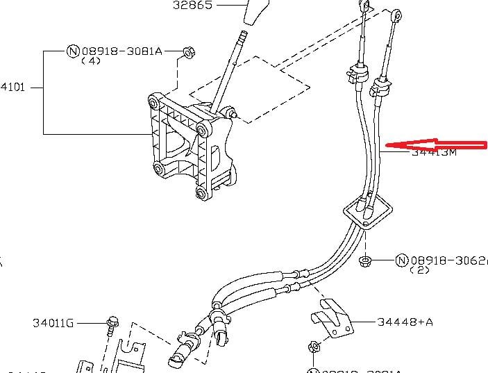 Nissan 34413-JX35A Handbrake cable 34413JX35A 34413JX35A Nissan Handbrake cable