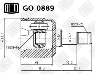 Trialli GO 0889 Joint Kit, drive shaft GO0889