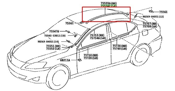 7555653040J3 Toyota Molding