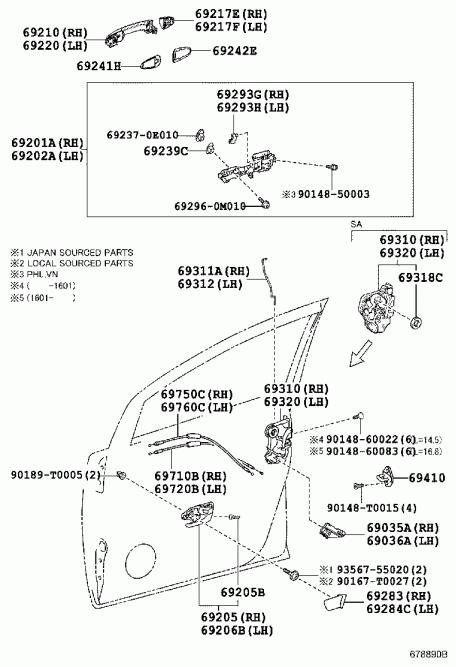 692420K030 Toyota PAD, FR DOOR OUTSIDE