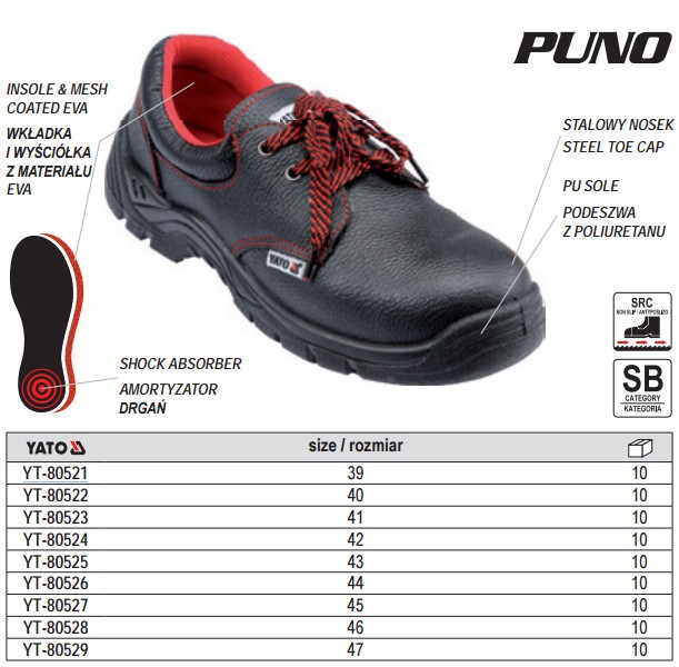 Low-cut safety shoes puno sb size 45 Yato YT-80527