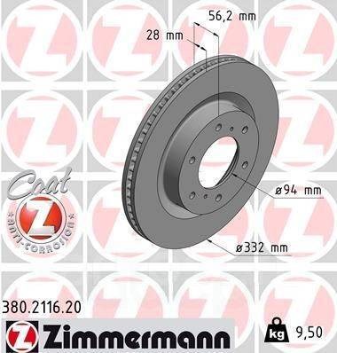 Otto Zimmermann 380.2116.20 Front brake disc 380211620