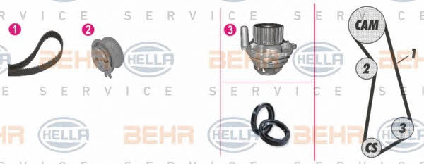 Behr-Hella 8MP 376 801-801 TIMING BELT KIT WITH WATER PUMP 8MP376801801