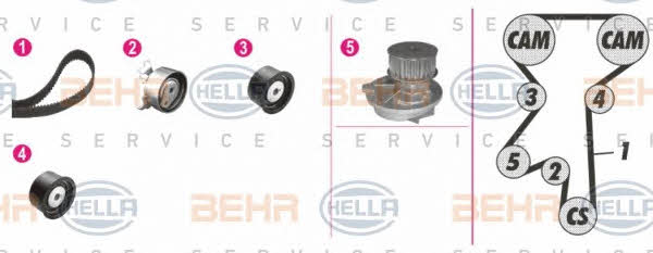 Behr-Hella 8MP 376 801-811 TIMING BELT KIT WITH WATER PUMP 8MP376801811