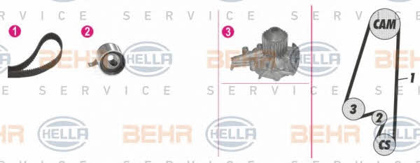 Behr-Hella 8MP 376 808-811 TIMING BELT KIT WITH WATER PUMP 8MP376808811