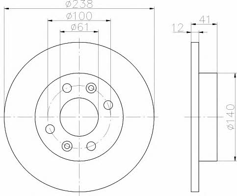 Hella-Pagid 8DD 355 101-241 Unventilated front brake disc 8DD355101241