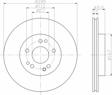 Hella-Pagid 8DD 355 102-761 Front brake disc ventilated 8DD355102761