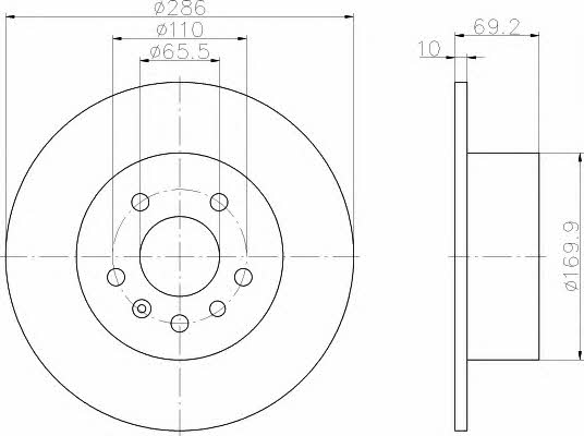 Hella-Pagid 8DD 355 104-701 Rear brake disc, non-ventilated 8DD355104701