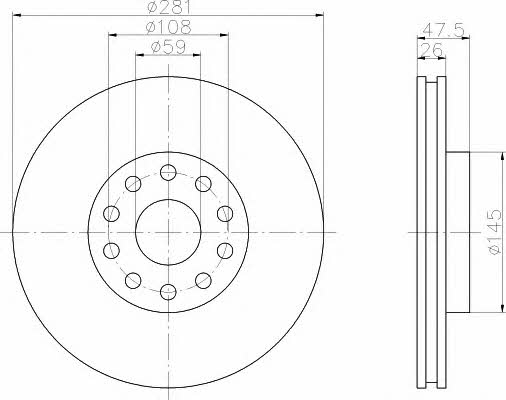 Hella-Pagid 8DD 355 106-301 Brake disc 8DD355106301