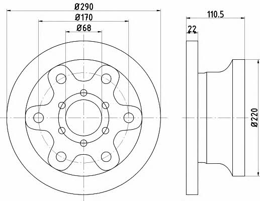 Hella-Pagid 8DD 355 106-361 Unventilated front brake disc 8DD355106361 8DD355106361 Hella-Pagid Unventilated front brake disc