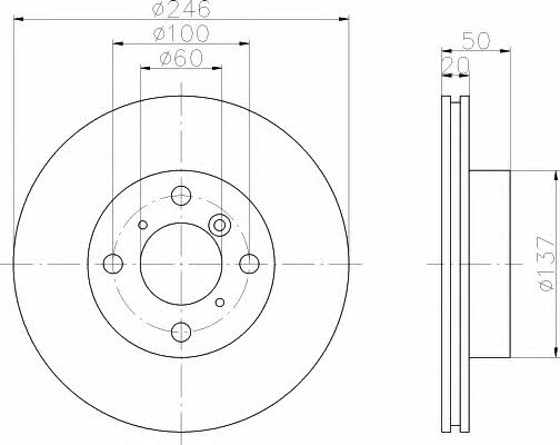 Hella-Pagid 8DD 355 107-391 Front brake disc ventilated 8DD355107391