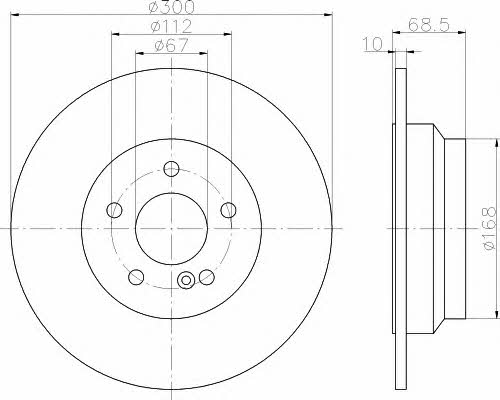 Hella-Pagid 8DD 355 108-831 Rear brake disc, non-ventilated 8DD355108831