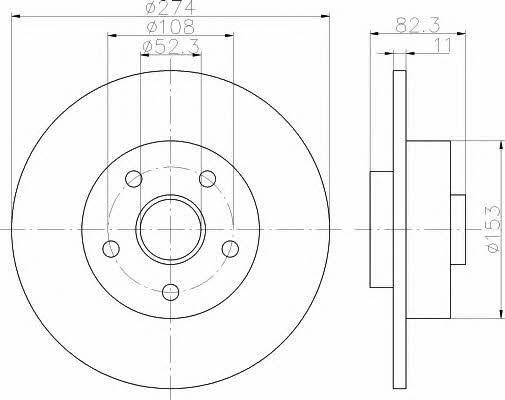 Hella-Pagid 8DD 355 112-351 Rear brake disc, non-ventilated 8DD355112351