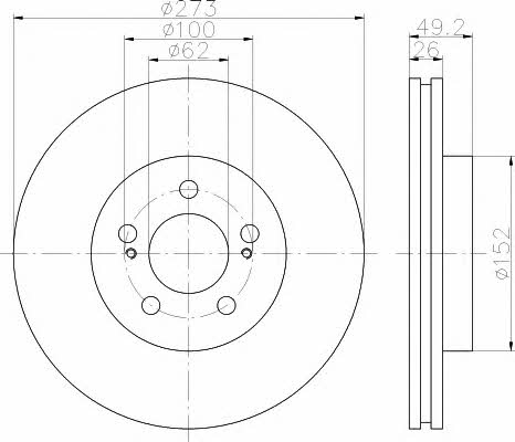 Hella-Pagid 8DD 355 114-261 Front brake disc ventilated 8DD355114261