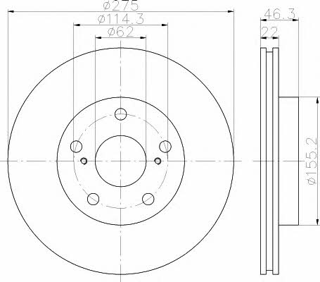 Hella-Pagid 8DD 355 114-271 Front brake disc ventilated 8DD355114271