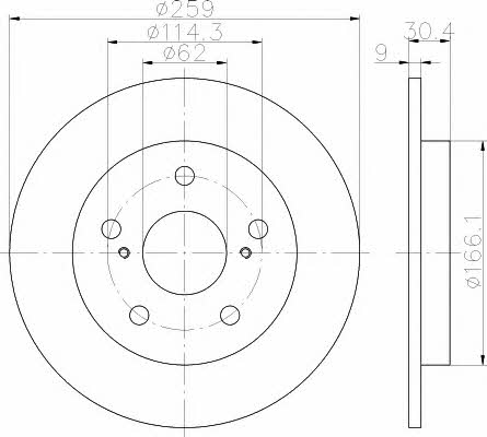 Hella-Pagid 8DD 355 114-301 Rear brake disc, non-ventilated 8DD355114301