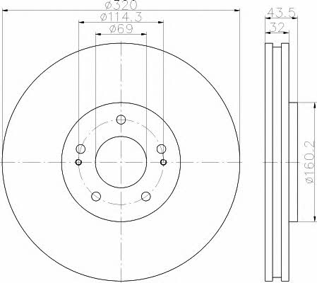 Hella-Pagid 8DD 355 114-841 Front brake disc ventilated 8DD355114841